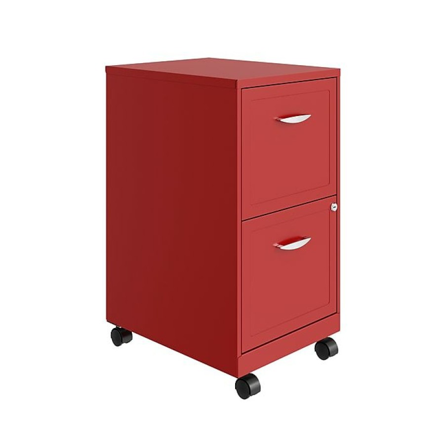 * Officedesigns Soho Smart 2-Drawer Vertical File Cabinet, Locking, Letter, Red, 18 (24361)