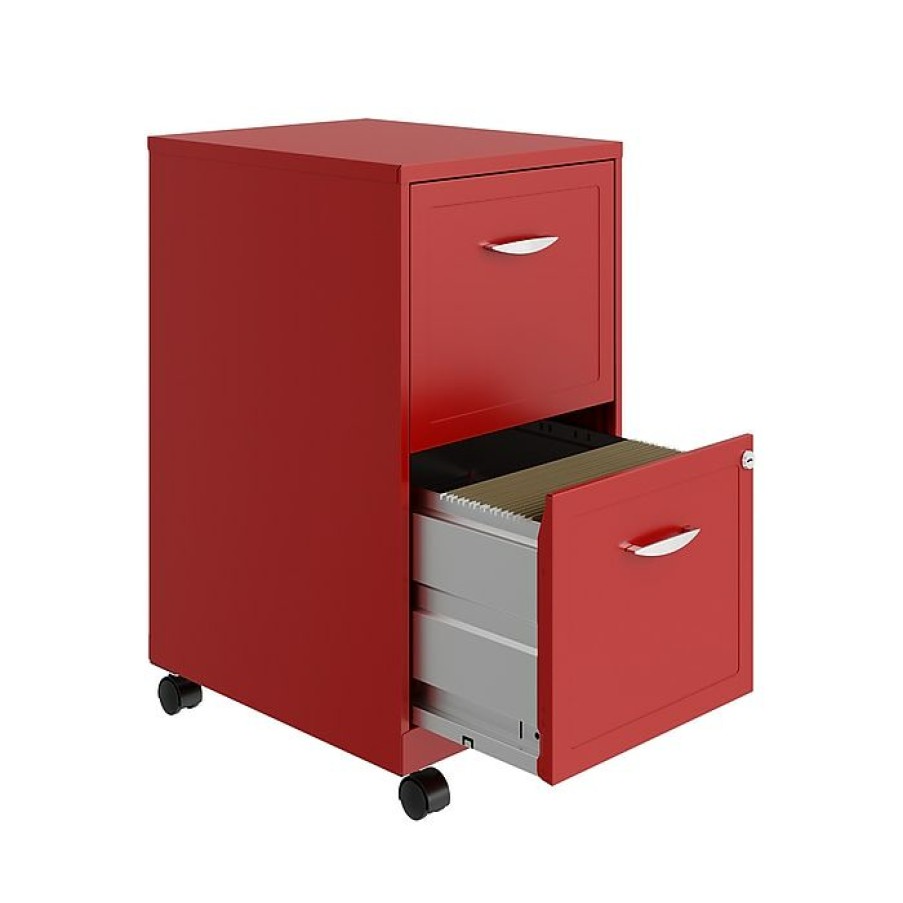 * Officedesigns Soho Smart 2-Drawer Vertical File Cabinet, Locking, Letter, Red, 18 (24361)