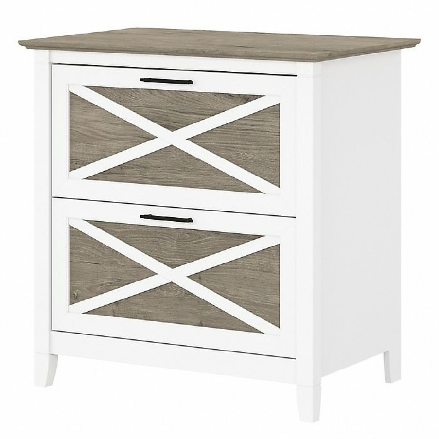 * Bush Furniture Key West 2-Drawer Lateral File Cabinet, Letter/Legal, Shiplap Gray/Pure White, 30 (Kwf130G2W-03)