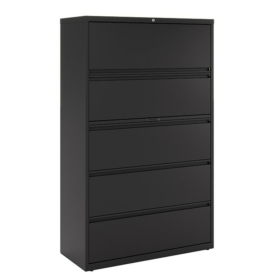 * Staples Hl8000 Commercial 5 File Drawers Lateral File Cabinet, Locking, Black, Letter/Legal, 42 W (21748D)