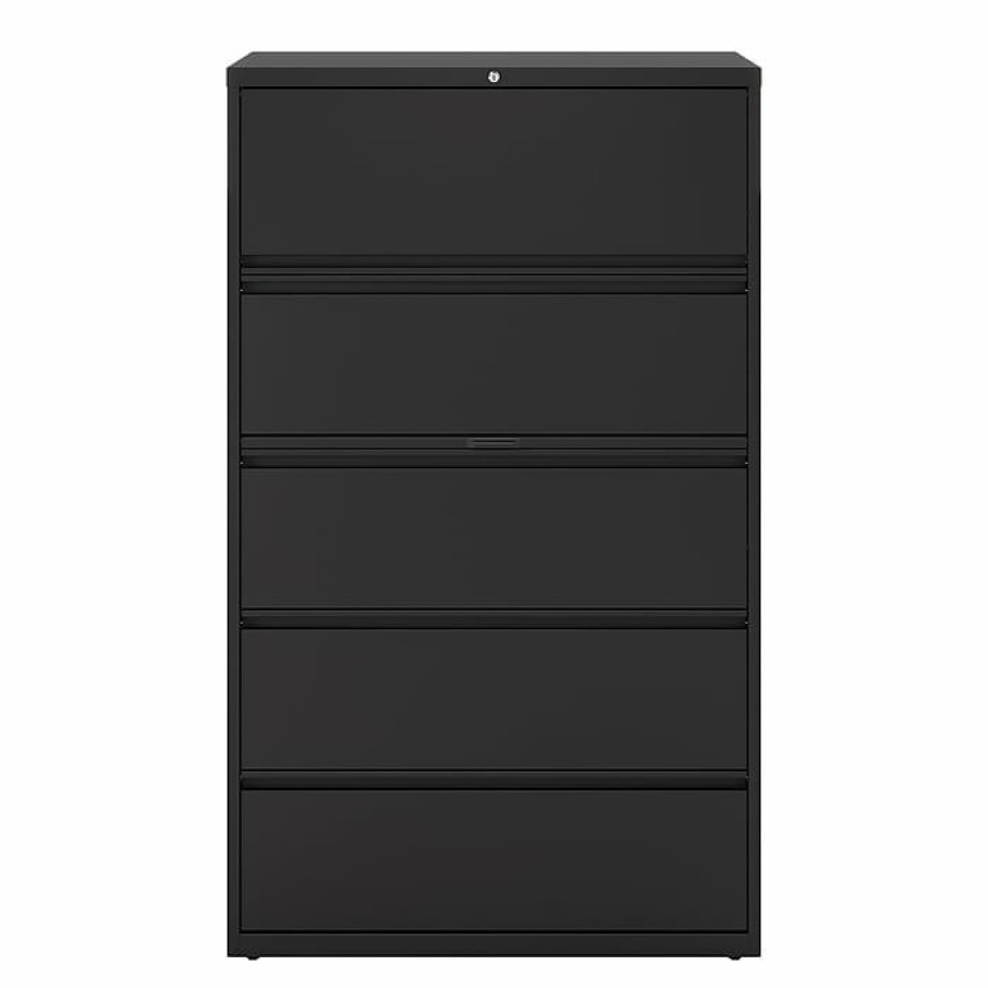 * Staples Hl8000 Commercial 5 File Drawers Lateral File Cabinet, Locking, Black, Letter/Legal, 42 W (21748D)