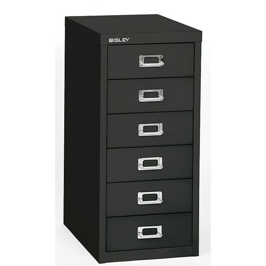 * Bisley 6-Drawer Steel Vertical File Cabinet, Black, Letter/A4 (Md6-Bk)