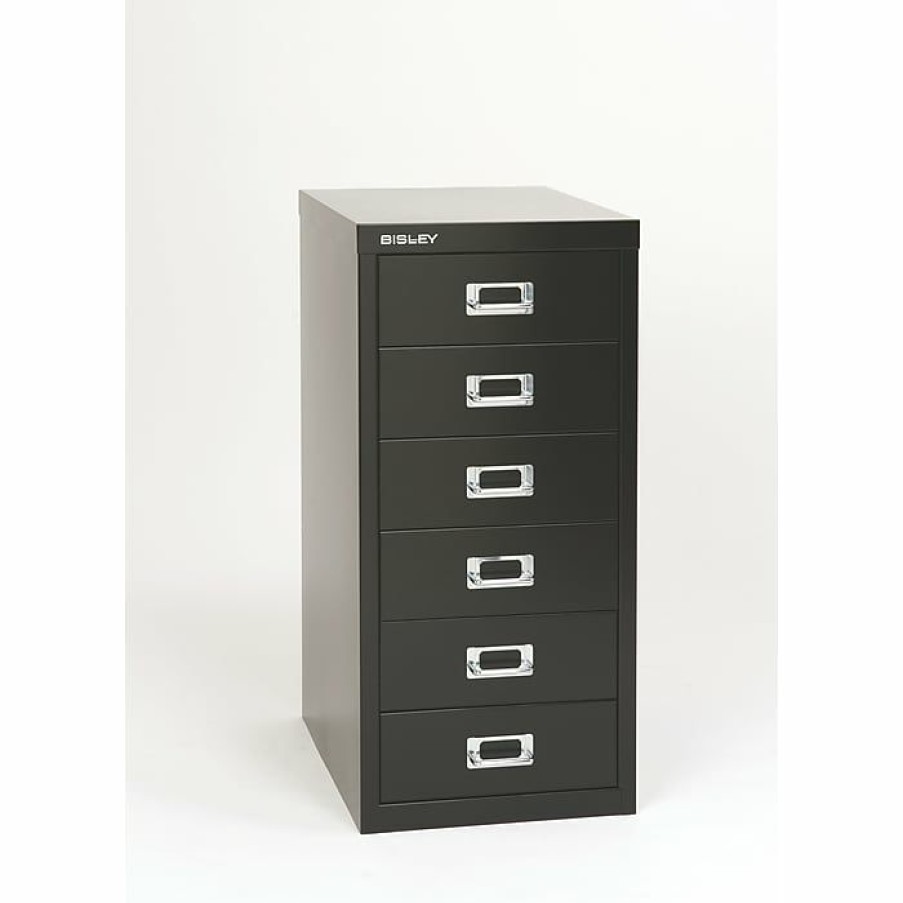 * Bisley 6-Drawer Steel Vertical File Cabinet, Black, Letter/A4 (Md6-Bk)