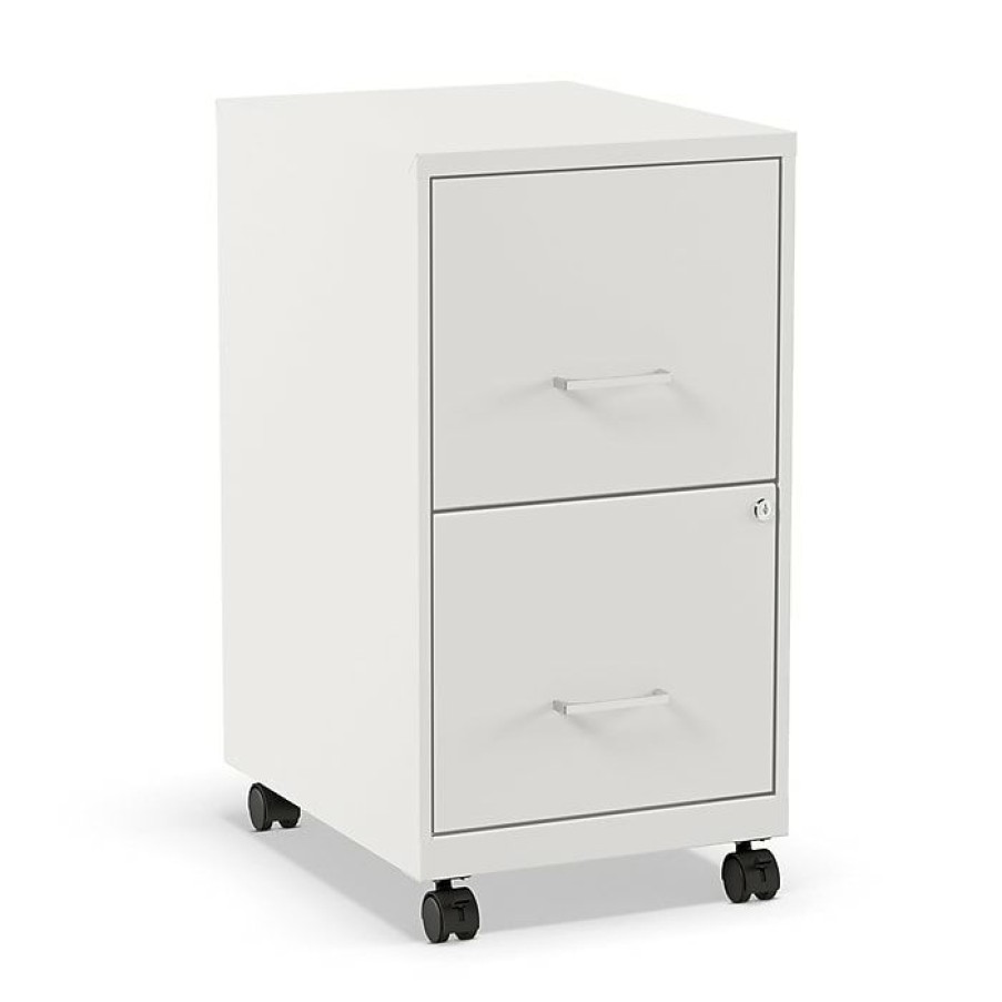 * Staples 2-Drawer Vertical Mobile File Cabinet, Locking, Letter Size, White, 18"D (19634)