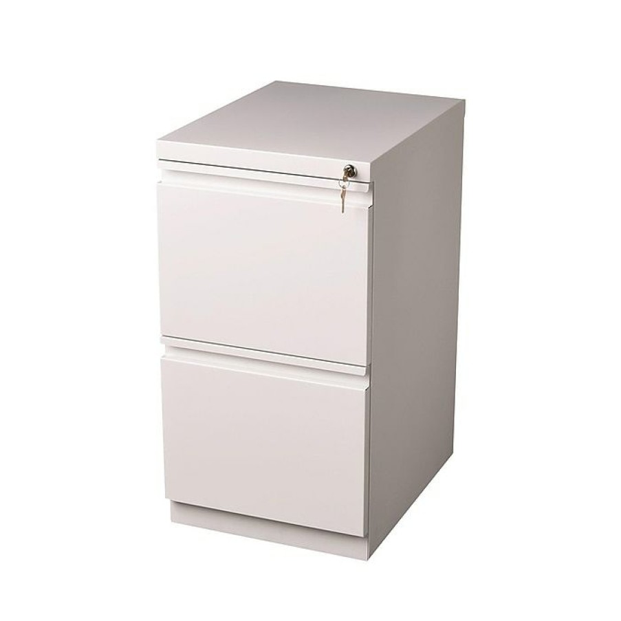 * Staples 2-Drawer Vertical File Cabinet, Locking, White, Letter, 19.88 D (26818D)