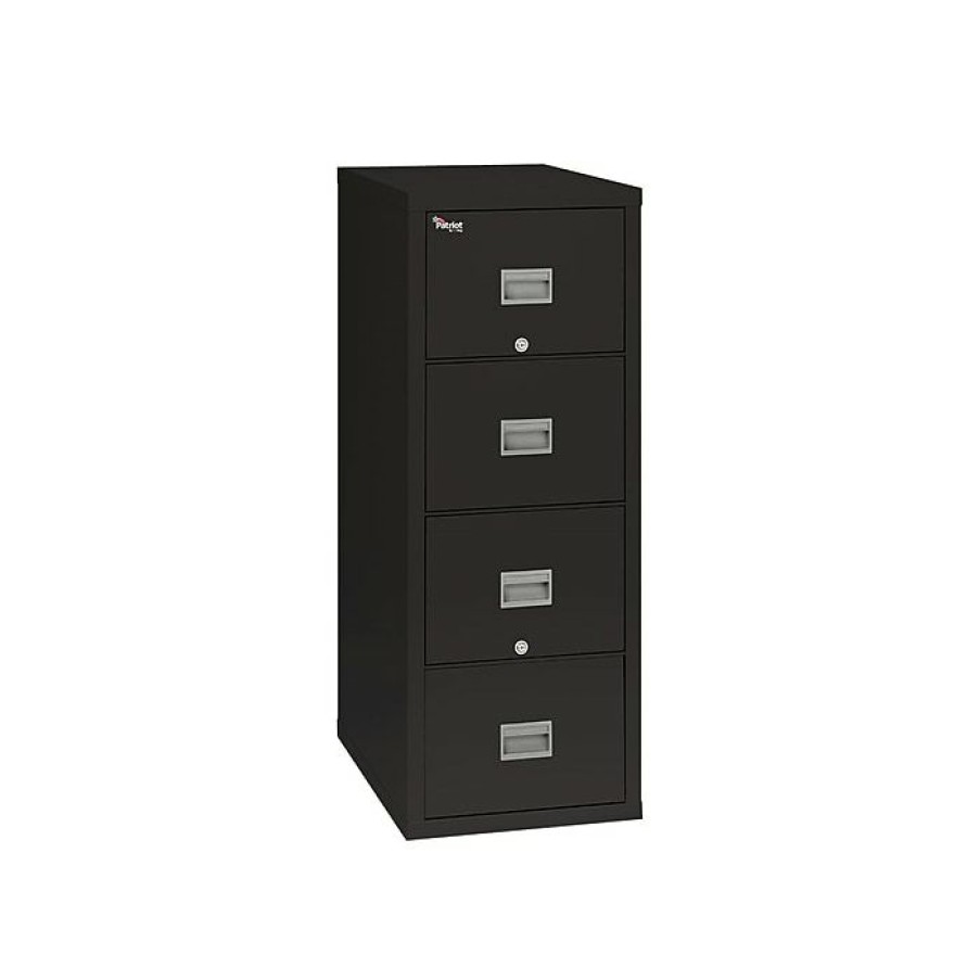 * Fireking Patriot 4-Drawer Vertical File Cabinet, Fire Resistant, Letter/Legal, Black, 25 D Inside (4P1825-Cbl)