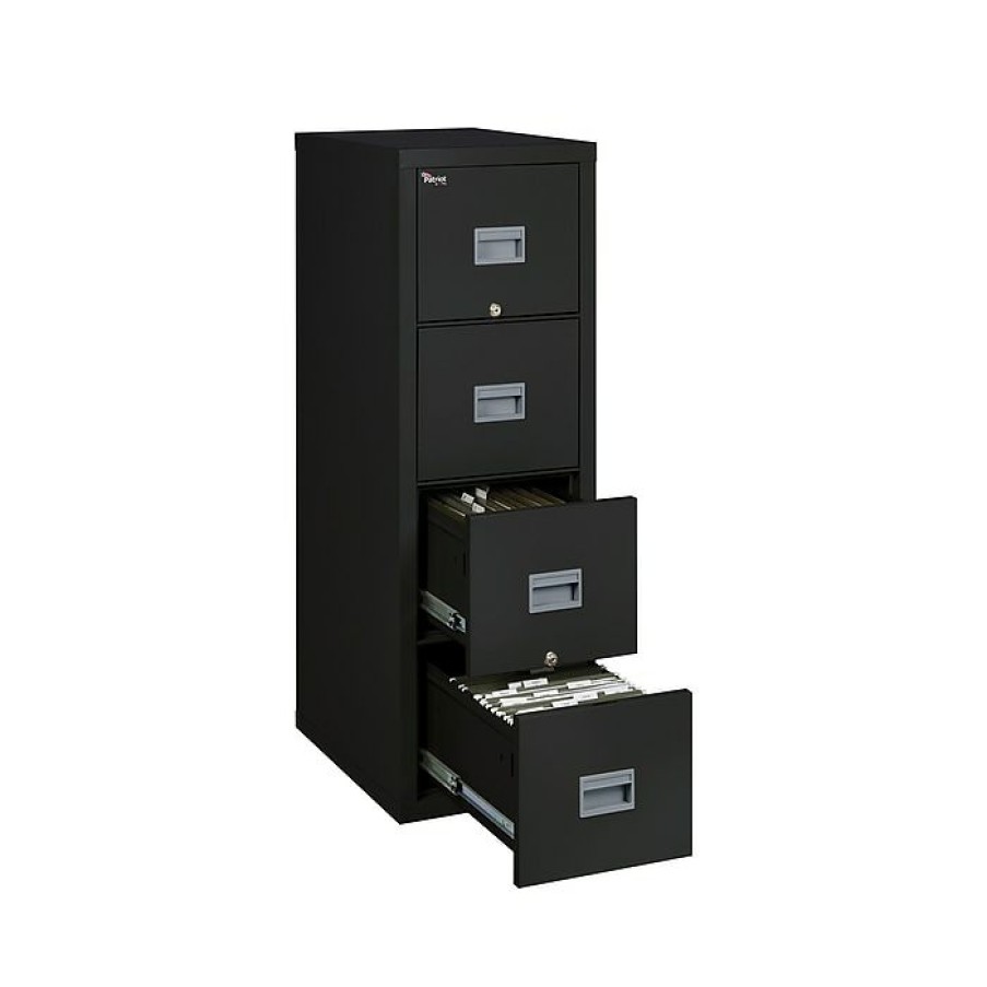 * Fireking Patriot 4-Drawer Vertical File Cabinet, Fire Resistant, Letter/Legal, Black, 25 D Inside (4P1825-Cbl)