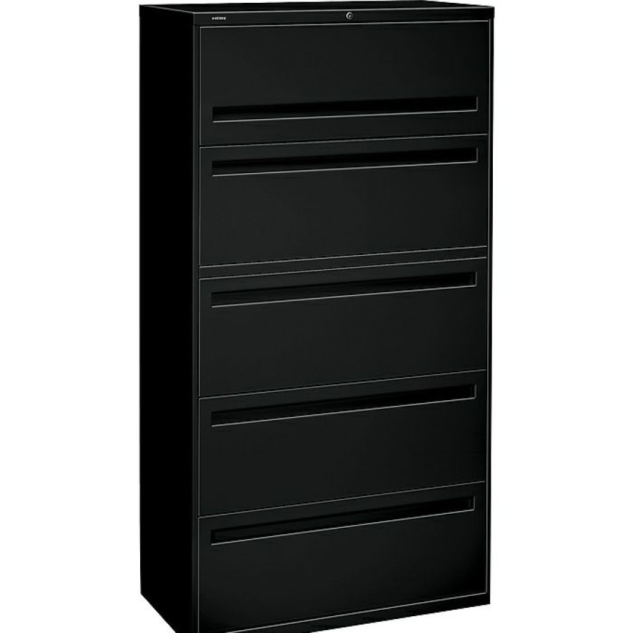 * Hon Brigade 700 Series Lateral File, 5-Drawer, 67Hx36Wx19-1/4 D, Black