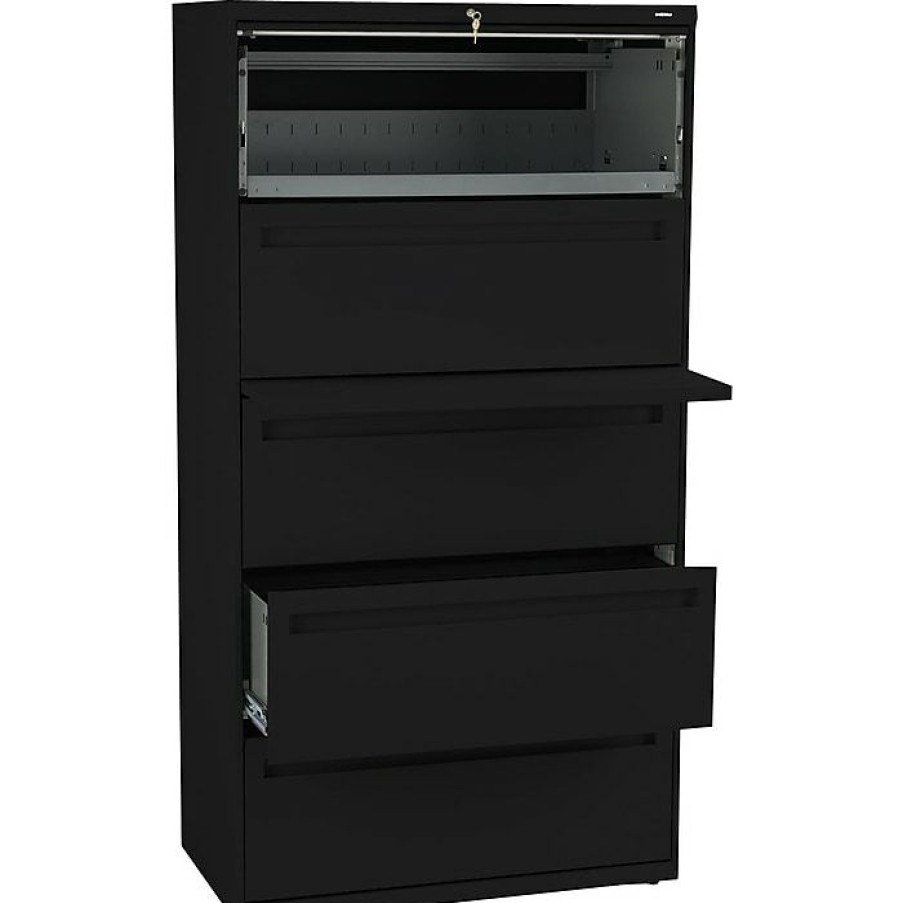 * Hon Brigade 700 Series Lateral File, 5-Drawer, 67Hx36Wx19-1/4 D, Black