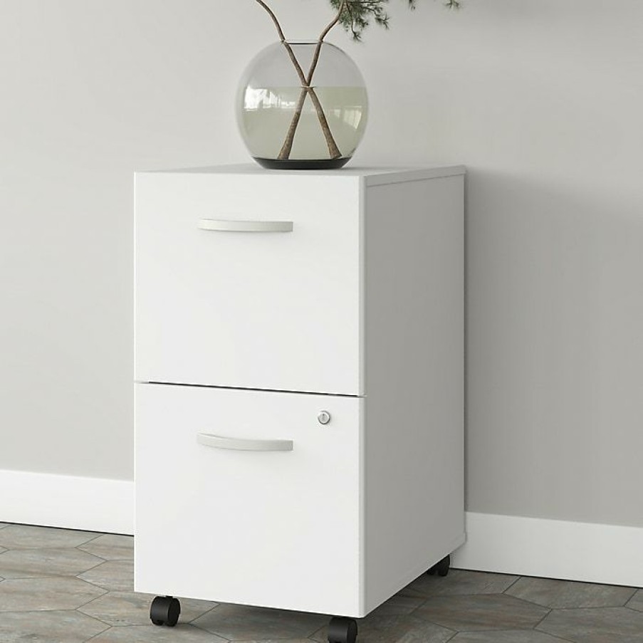 * Bush Business Furniture Studio A 2-Drawer Mobile File Cabinet, Locking, Letter/Legal, White, 20 (Sdf116Whsu-Z)