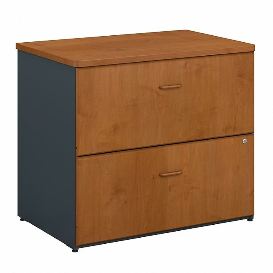 * Bush Business Furniture Cubix 36W Lateral File Cabinet, Natural Cherry/Slate, (Wc57454Psu)