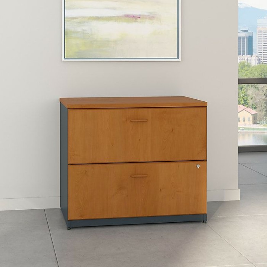 * Bush Business Furniture Cubix 36W Lateral File Cabinet, Natural Cherry/Slate, (Wc57454Psu)