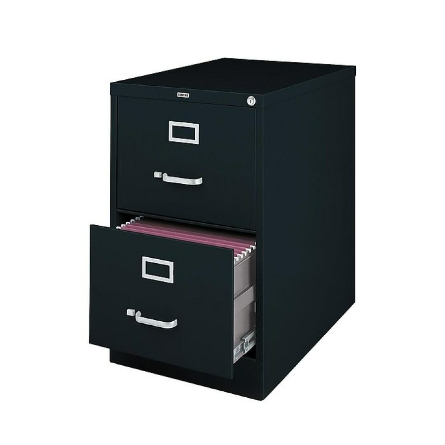 * Staples 2 File Drawers Vertical File Cabinet, Locking, Black, Legal, 26.5 D (13447D)