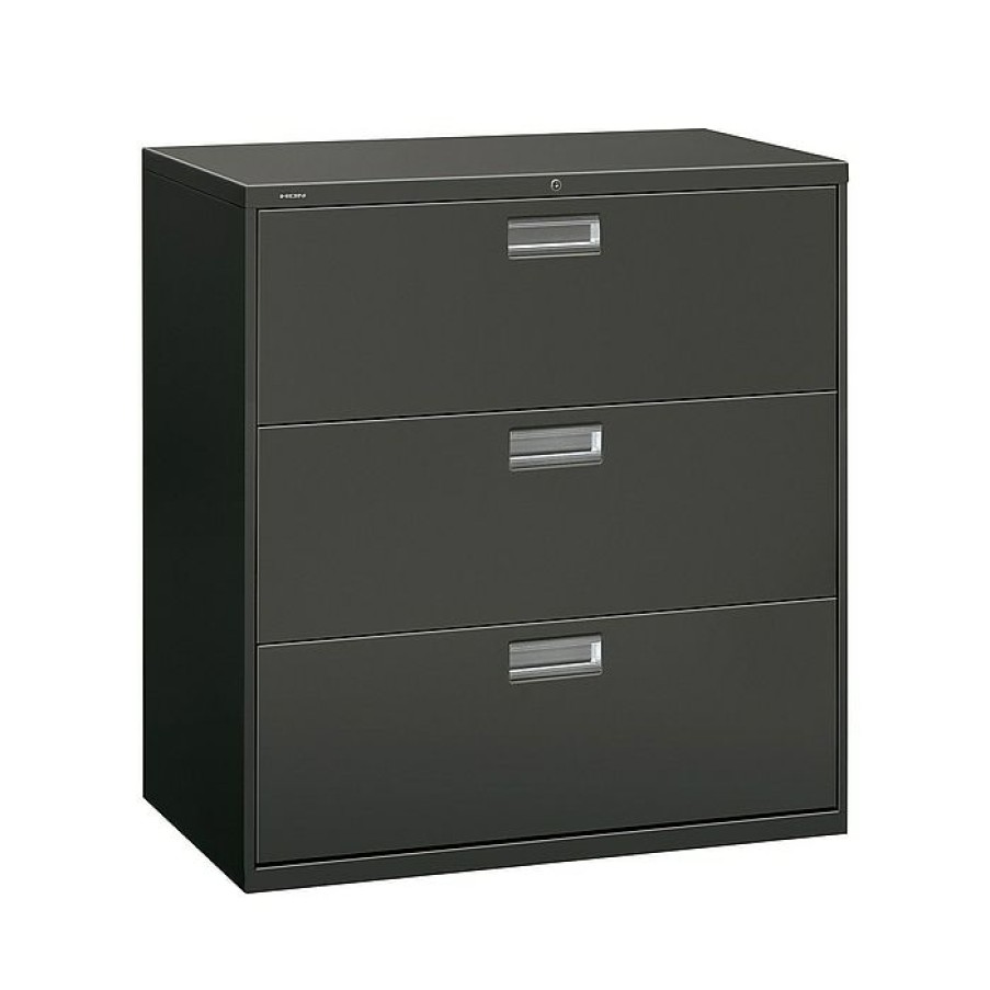 * Hon Brigade 600 Series 3-Drawer Lateral File Cabinet, Locking, Charcoal, Letter/Legal, 42 W (H693.L.S)