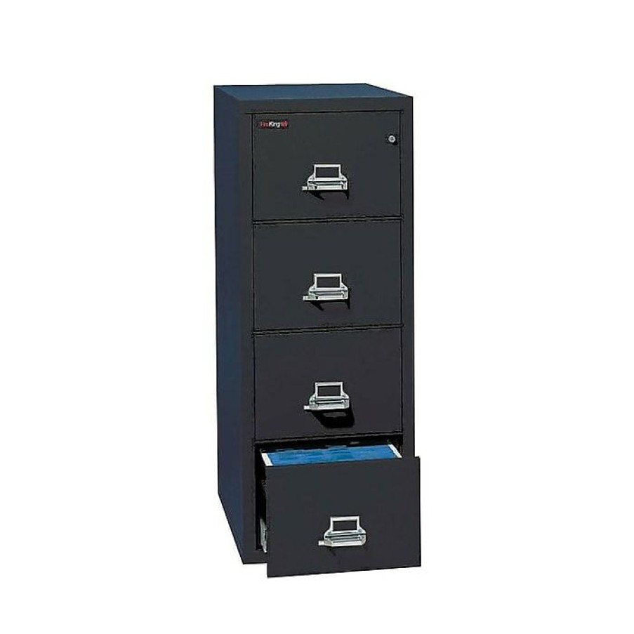 * Fireking Classic 4-Drawer Vertical File Cabinet, Fire Resistant, Legal, Black, 31.56 D (4-2131-Cbl)