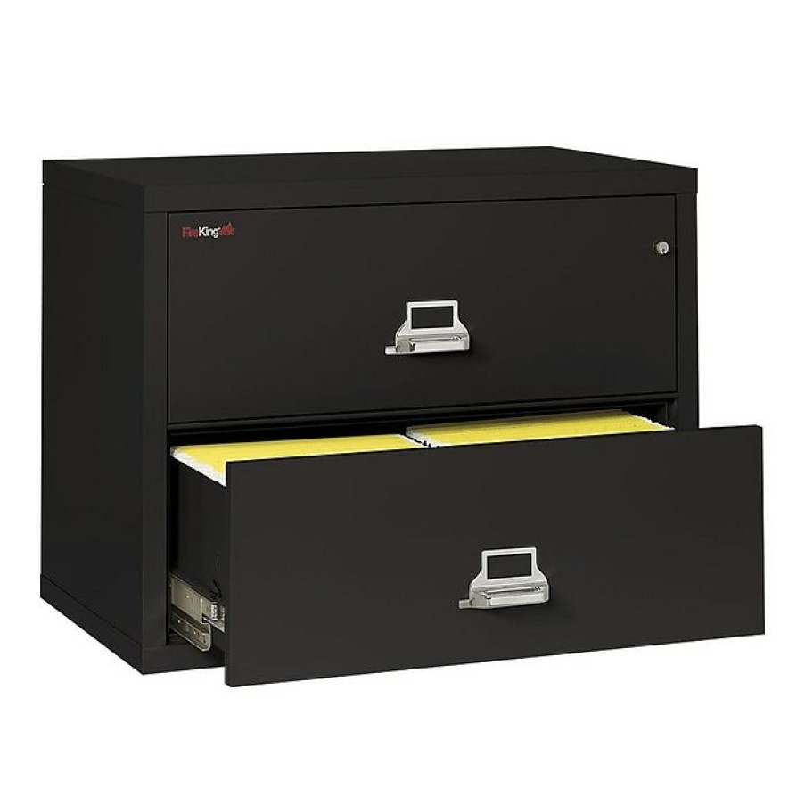 * Fireking Classic 2-Drawer Lateral File Cabinet, Fire Resistant, Letter/Legal, Black, 37.5 W (2-3822-Cbl)