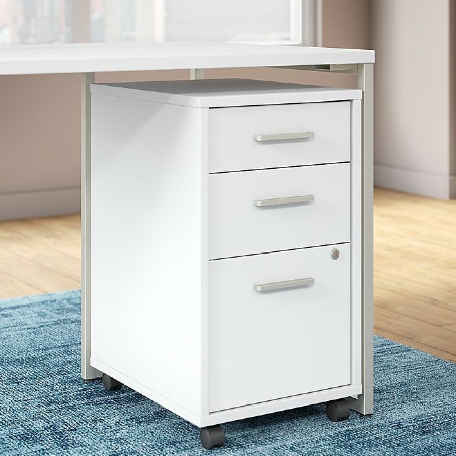 * Office By Kathy Ireland Method 3 Drawer Mobile File Cabinet Assembled, White (Ki70203Su)