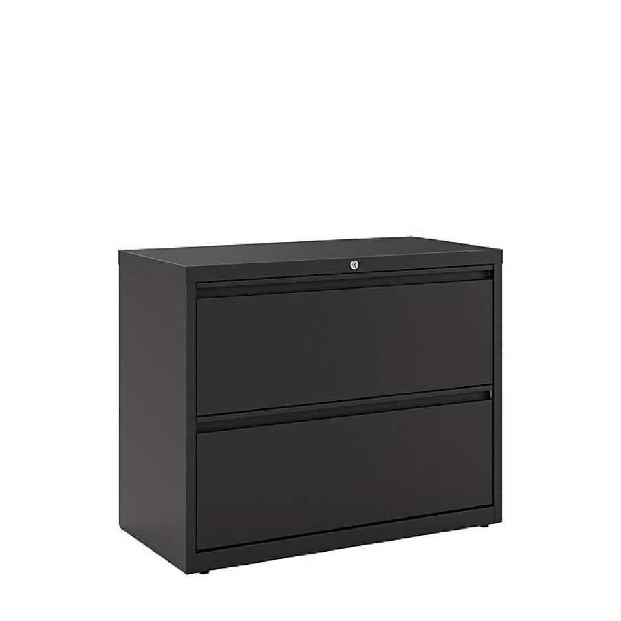 * Staples Commercial 2 File Drawer Lateral File Cabinet, Locking, Black, Letter/Legal, 36 W (20054D)