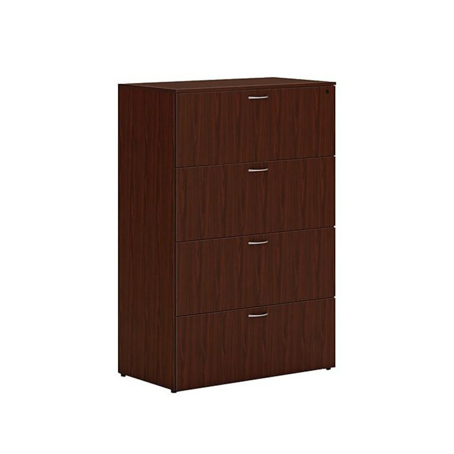 * Hon Mod 4-Drawer Lateral File Cabinet, Locking, Letter/Legal, Traditional Mahogany, 36 (Hlpllf3620L4.Ltm1)