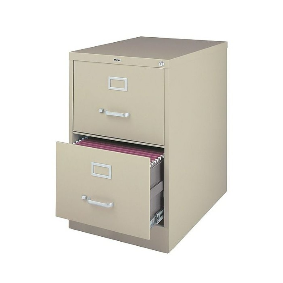 * Staples 2 File Drawers Vertical File Cabinet, Locking, Putty/Beige, Legal, 26.5 D (13446D)