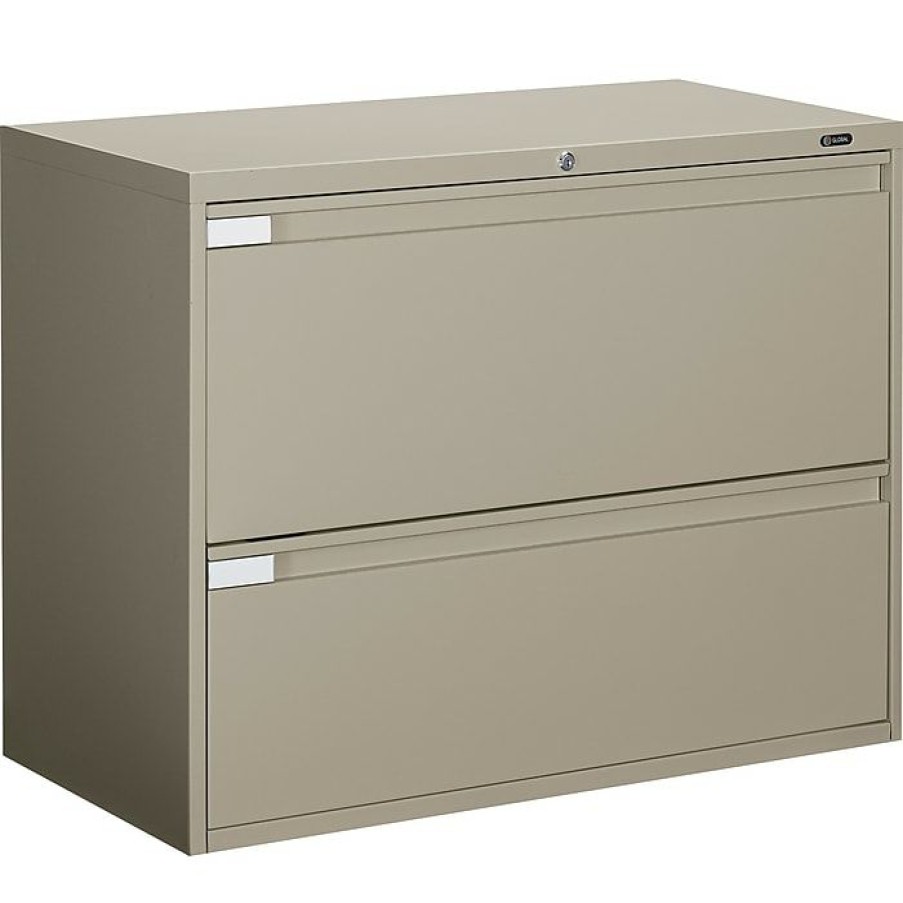 * Global 9300P Series Business-Plus Lateral File Cabinet, Ltr/Lgl, 2-Drawer, Desert Putty, 18 D, 36 W